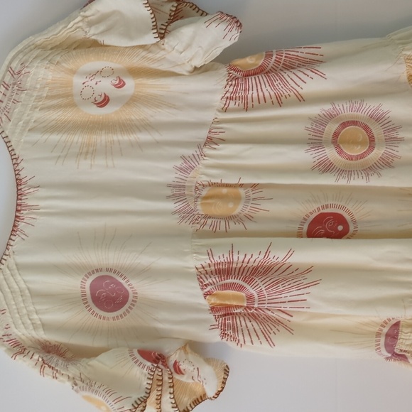 Urban Outfiters Boho Sunshine Celestial Moon Print Oversized Tiered Midi Dress - Picture 11 of 12